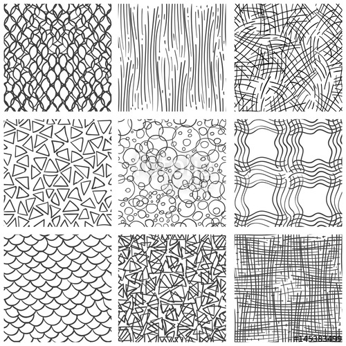 Abstract Pen Sketch Seamless Pattern Set Hand Drawn Doodle Thin 500x500 Abstract Pen Sketch Seamless Pattern Set Hand Drawn Doodle Thin