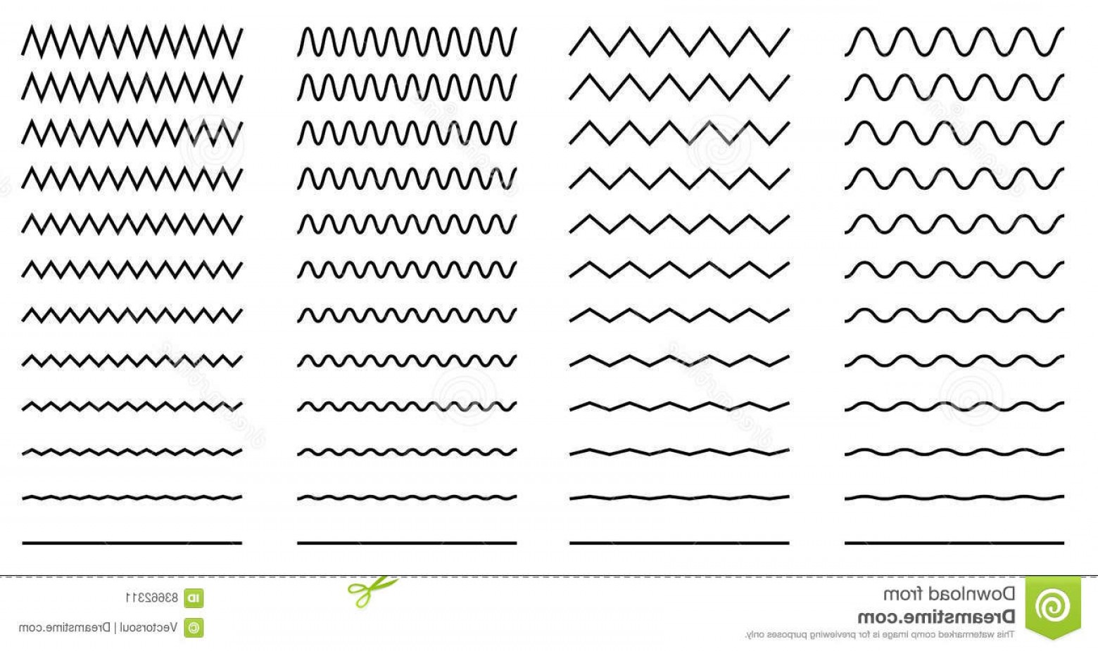 1560x926 Stock Illustration Set Wavy Curvy Zigzag Criss Cross Horizontal