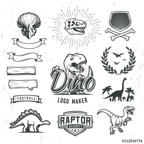 Dino Logo Maker Set Dinosaur Logotype Creator Vector T Rex 500x500 Dino Logo Maker Set Dinosaur Logotype Creator Vector T Rex