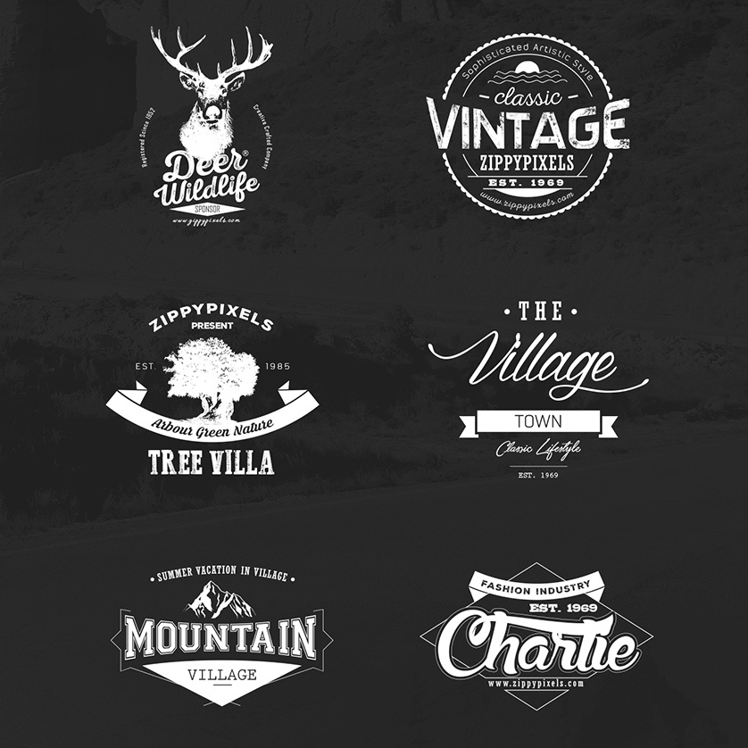 838x838 Vintage Vector Logo Design Kit With Free Logo Templates