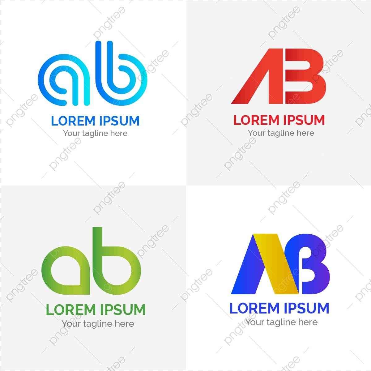 1200x1200 Various Abstract Logos Set Of Letter A And B With Gradient Color