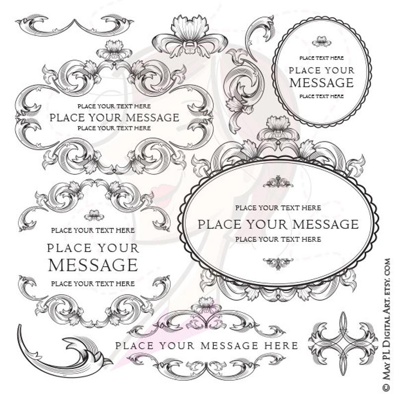 794x794 Vintage Logos Vector Florals Clipart Acanthus Frames Perfect Etsy
