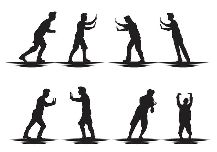 700x490 Free Man Pushing Silhouette Vector