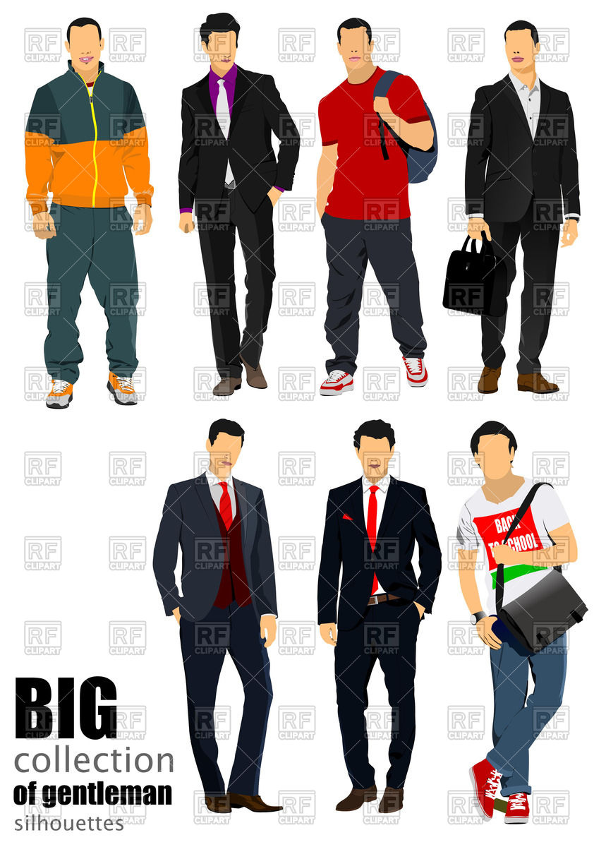 842x1200 Handsome Young Men In Business, Sport And Casual Clothing Vector