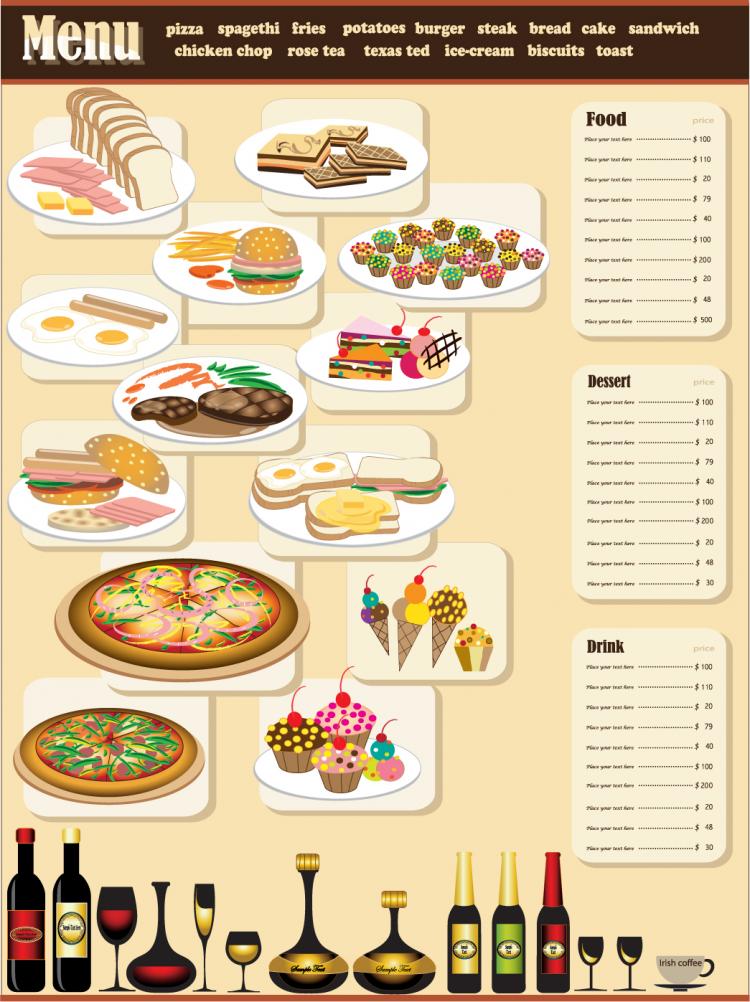 750x1002 Free Menu Vectors
