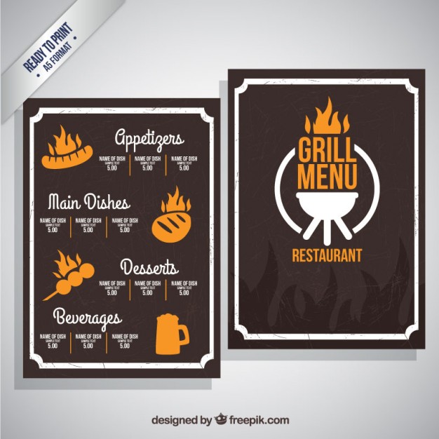 626x626 Grill Menu Template Vector Free Download