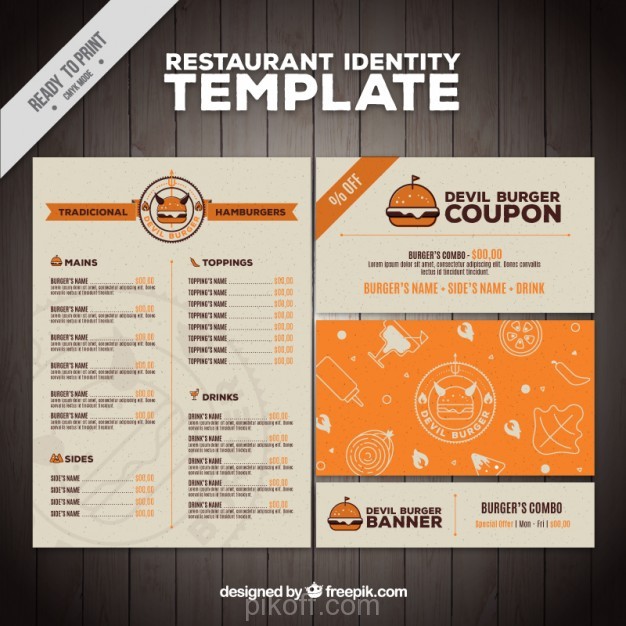 626x626 Flat Burger Restaurant Menu Vector Free Download