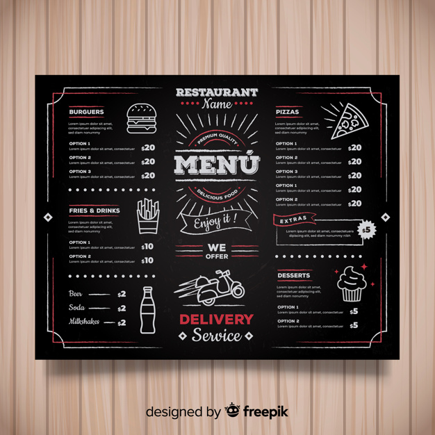 626x626 Colorful Hand Drawn Restaurant Menu Template Vector Free Download