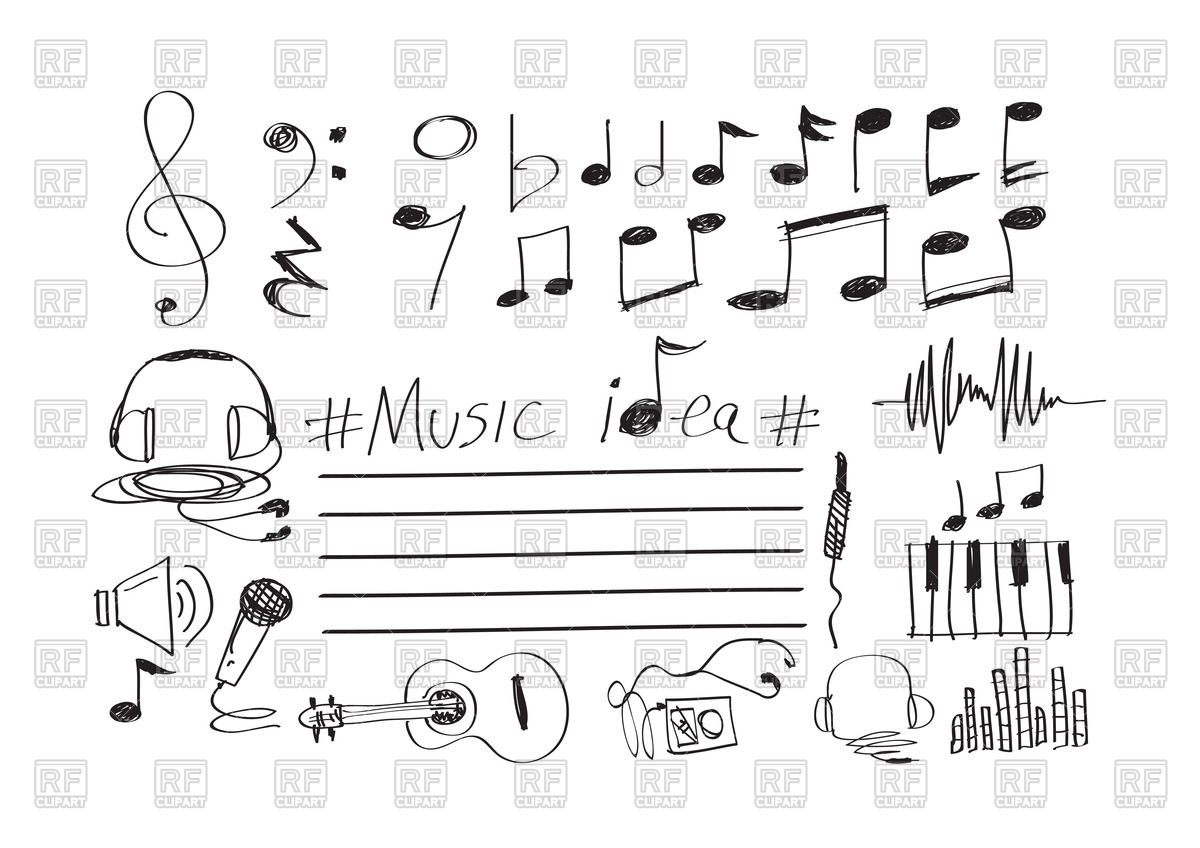 1200x848 Music Symbols In Hand Drawn Style Vector Image Of Signs, Symbols