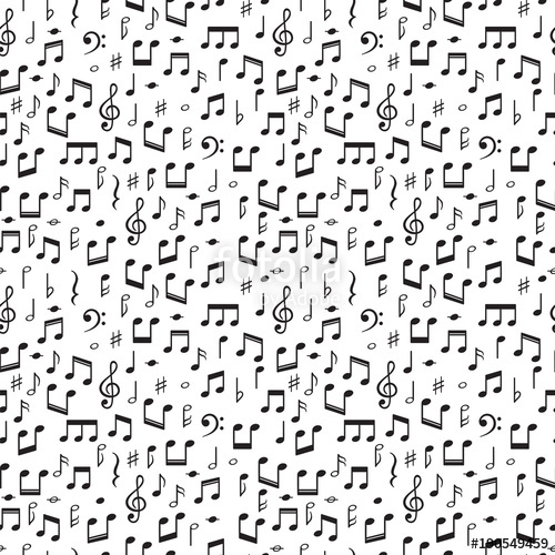 500x500 Seamless Pattern With Music Notes Hand Drawn Background