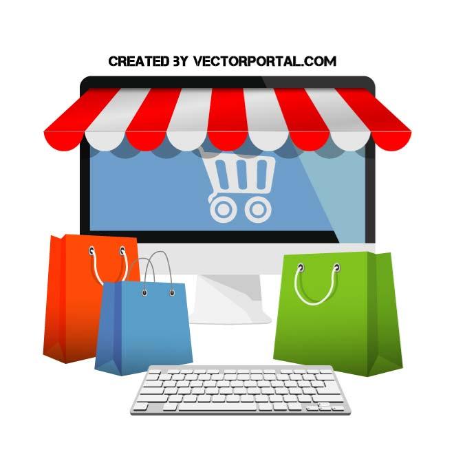 Online Shopping Vector Illustration 660x660 Online Shopping Vector Illustration