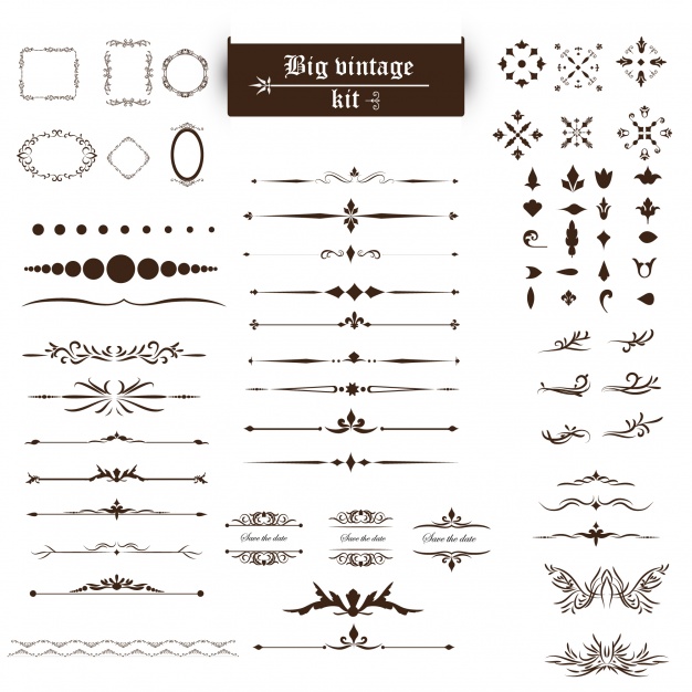 626x626 Vintage Ornaments Kit Vector Free Download