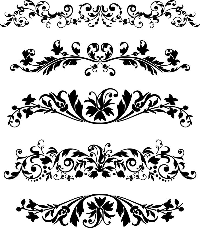 703x800 Black Vector Ornaments Set Free Vector Coreldraw