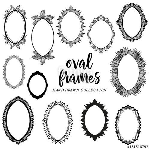 500x500 Oval Frames Hand Drawn, Border Illustration, Frames Collection