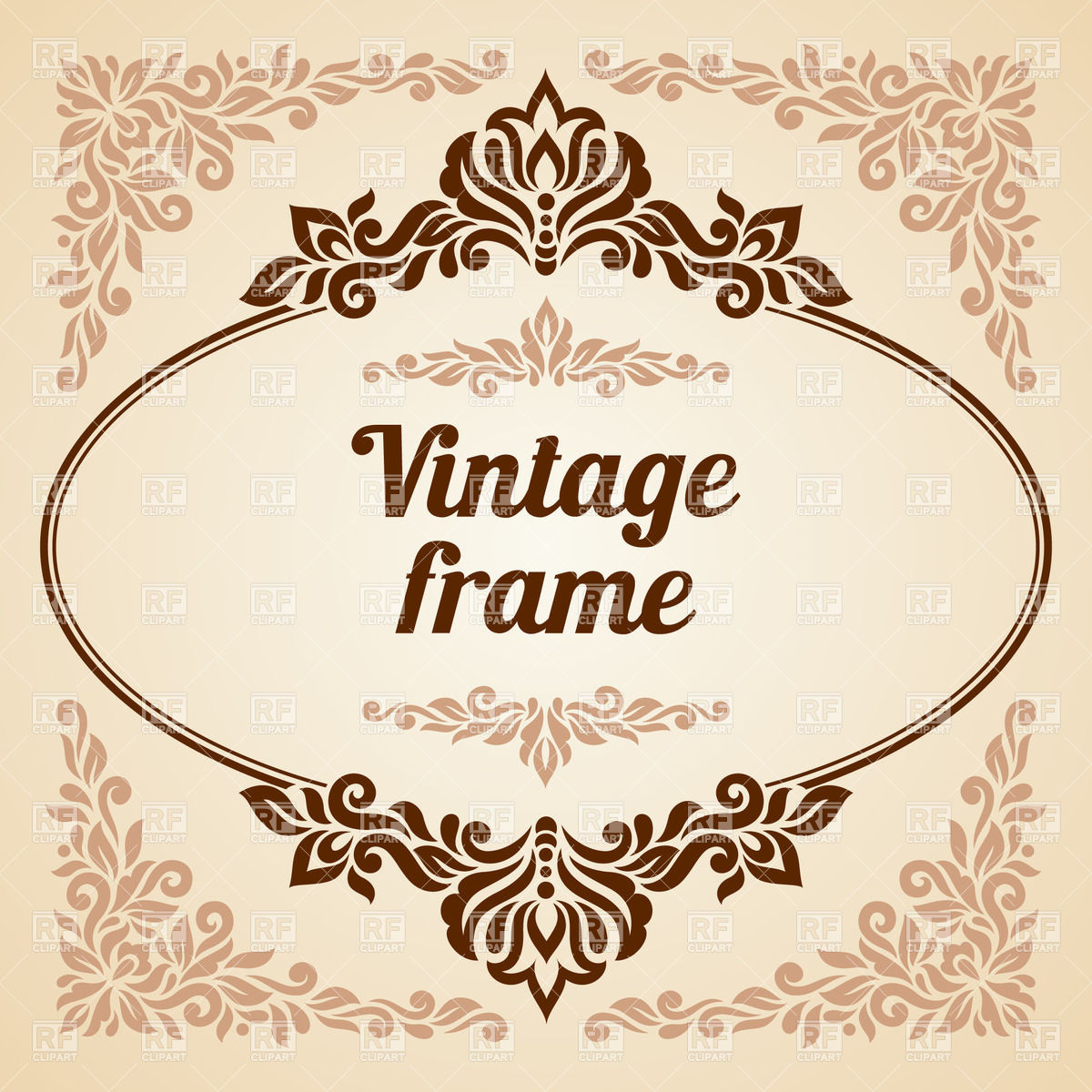 1200x1200 Oval Vintage Frame With Curly Decoration Vector Image Of Borders