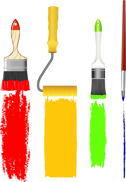 418x600 Paint Brush And Rulo Set Free Vector In Adobe Illustrator