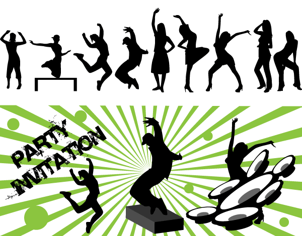 Free Vector Art Dance Party Silhouettes 600x470 Free Vector Art Dance Party Silhouettes
