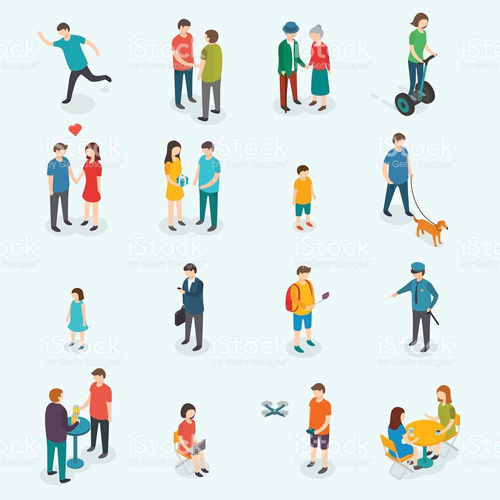 1024x1024 Isometric Vector People Set Of Woman And Man Stock Illustration