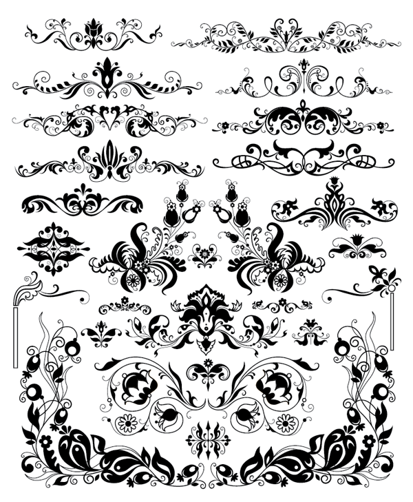 600x729 Roundup Of Free Vintage Ornament Floral Vectors