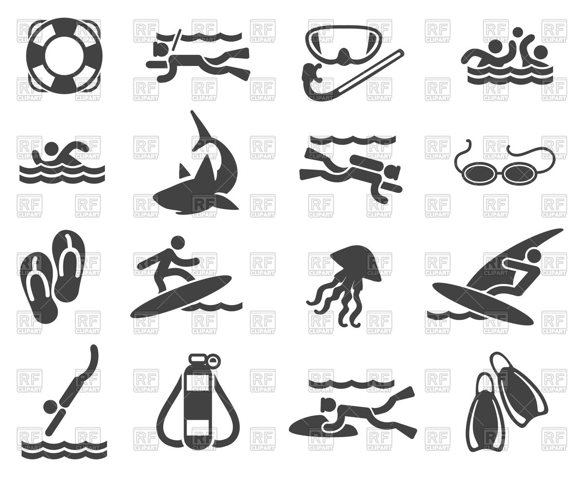 1200x982 Set Of Swimming And Scuba Diving Icons Vector Image Of Sport