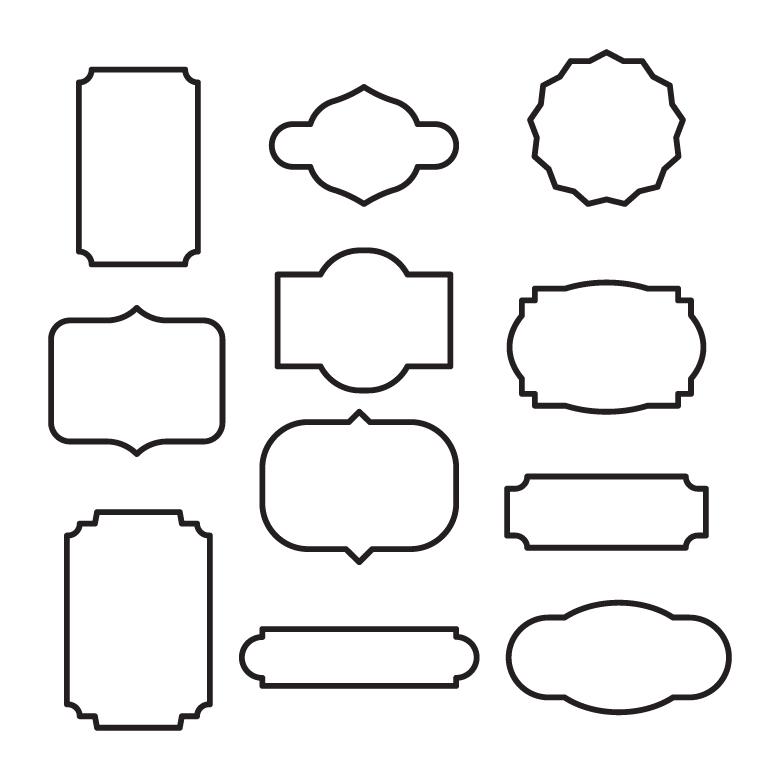 780x780 Black And White Outlined Vector Frames
