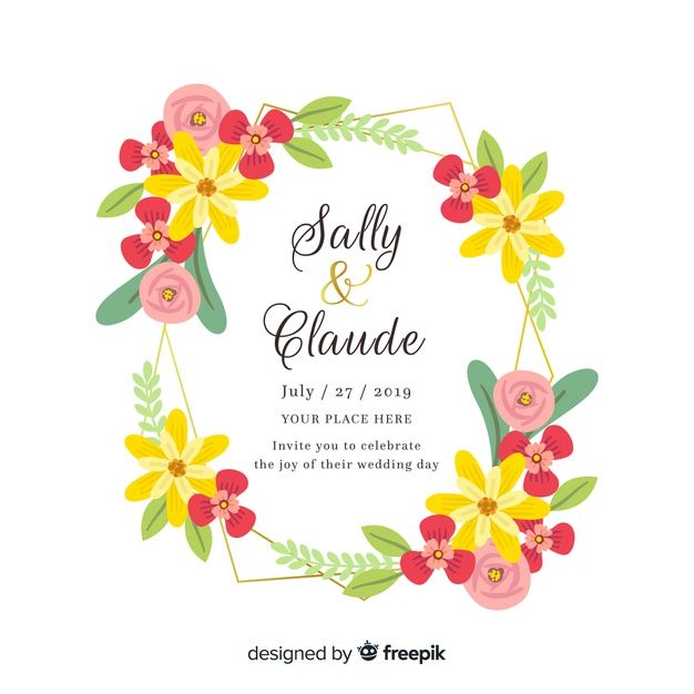 626x626 Floral Frame Wedding Invitation Template Free Vector My Freepik