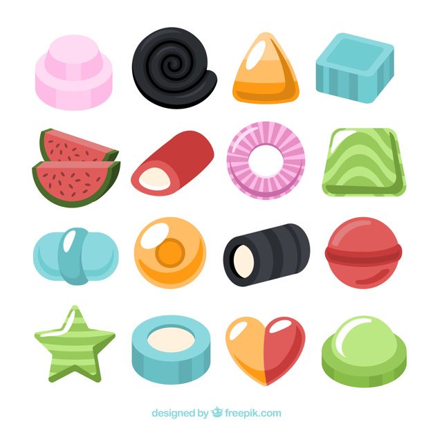 626x626 Set Of Delicious Candies In Flat Style Free Vector