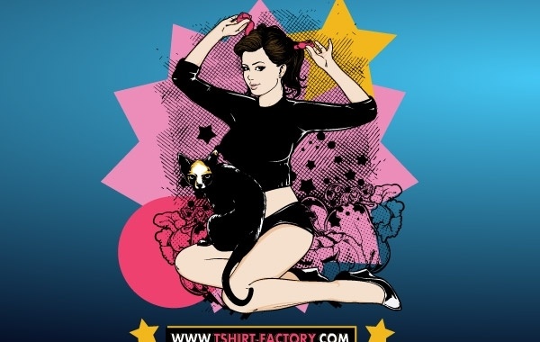 Pin Up Girl Free Vector In Adobe Illustrator 600x380 Pin Up Girl Free Vector In Adobe Illustrator