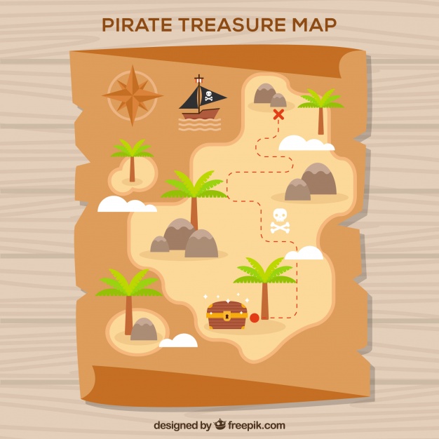 626x626 Pirate Treasure Map In Flat Design Vector Free Download