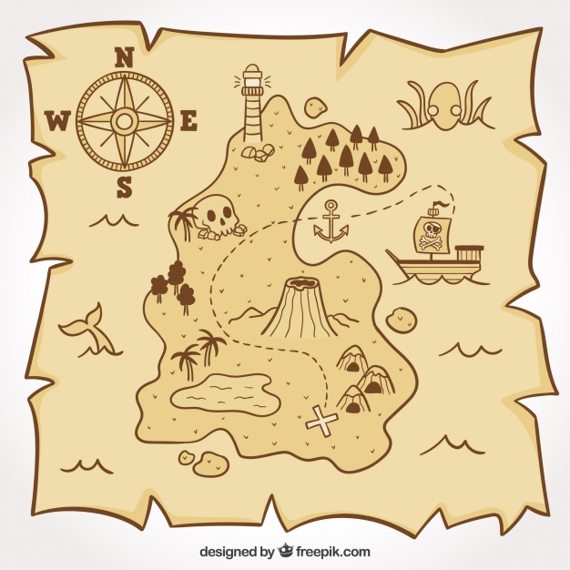 626x626 Pirate Map For The Treasure Hunt Vector Free Download