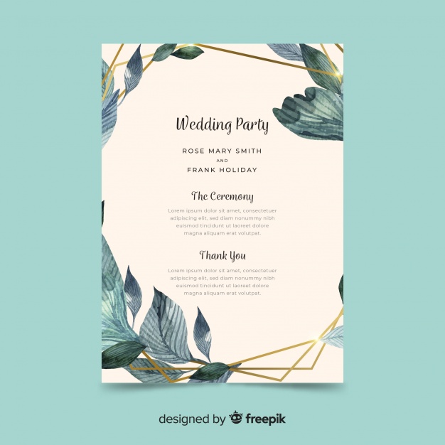 Lovely Wedding Program With Watercolor Flowers Vector Free Download 626x626 Lovely Wedding Program With Watercolor Flowers Vector Free Download