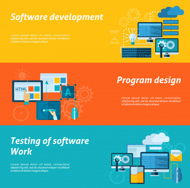 Program Development Banner Set Vector Free Download 626x619 Program Development Banner Set Vector Free Download