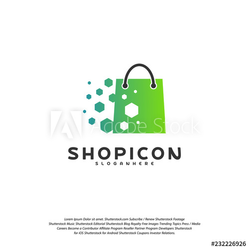 500x500 Online Shop Store Market Logo Template Design Vector, Pixel Shop