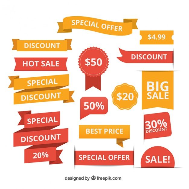 626x626 Freepik Pack Of Sale Stickers And Ribbons In Vintage Style Free