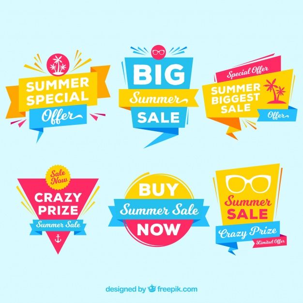 626x626 Collection Of Modern Summer Sale Stickers Free Vector Ribbon