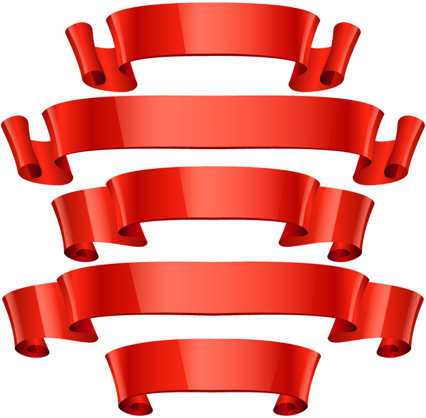 600x589 Red Soft Scroll Ribbons Sets Free Vector In Adobe Illustrator