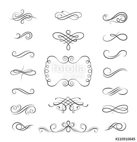 Decorative Swirls Set Flourish Scroll, Calligraphic Curls Ornate 481x500 Decorative Swirls Set Flourish Scroll, Calligraphic Curls Ornate