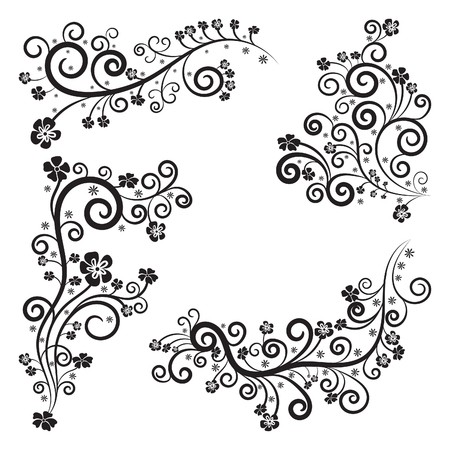 Floral Calligraphic Swirls Collection Black And Elegant Set 450x450 Floral Calligraphic Swirls Collection Black And Elegant Set