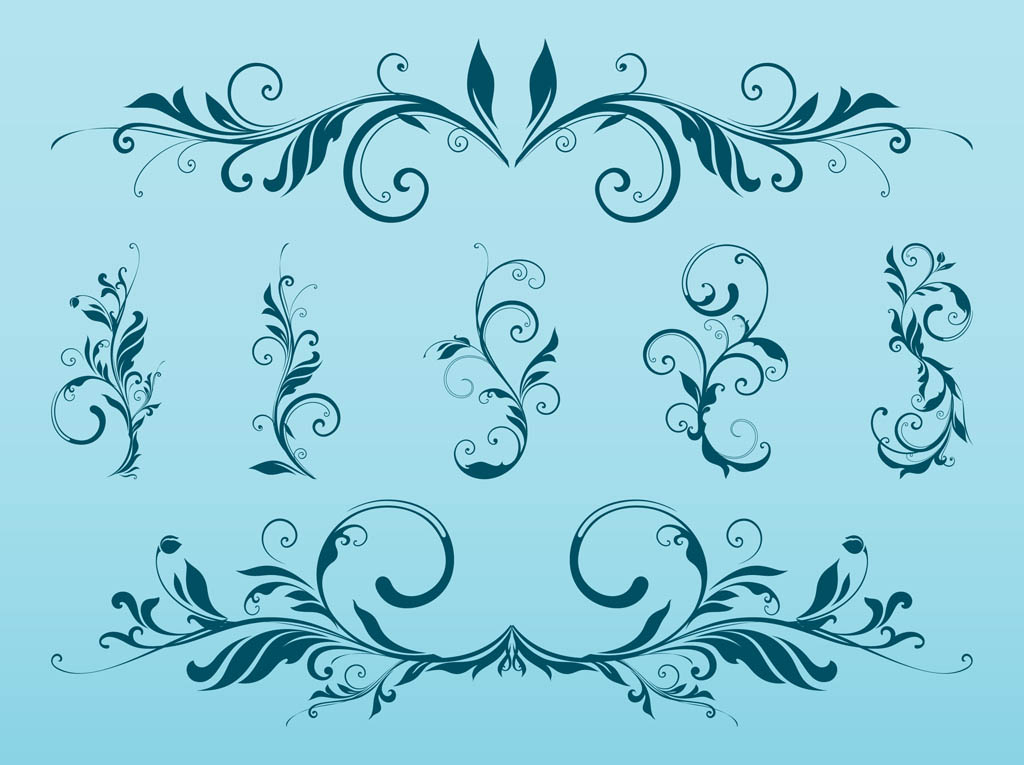 Swirling Flower Scrolls Vector Art Graphics 1024x765 Swirling Flower Scrolls Vector Art Graphics