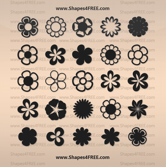 580x582 Flowers Photoshop Vector Shapes Photoshop Custom Shapes