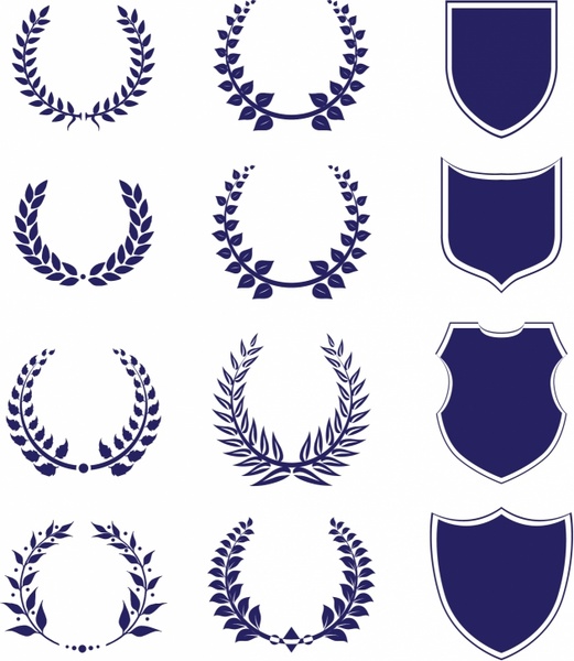 521x600 Shields And Laurel Wreaths Free Vector In Adobe Illustrator