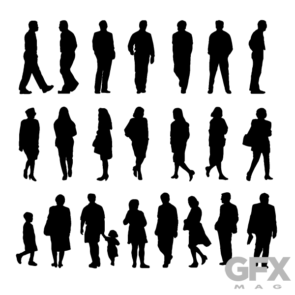 600x600 Free Vector People Silhouette Cut Outs Free Download Vector