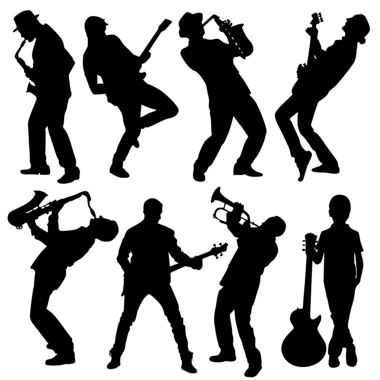 1280x1280 Free Vector Silhouette Of Musician People