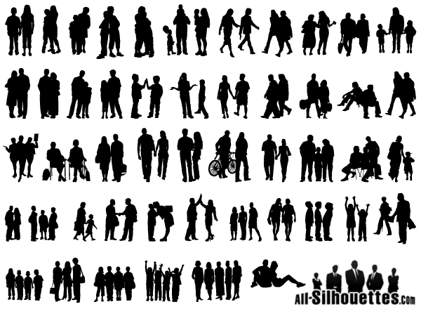 600x440 Group Of People Silhouettes Free Vector Download Free Vector Art