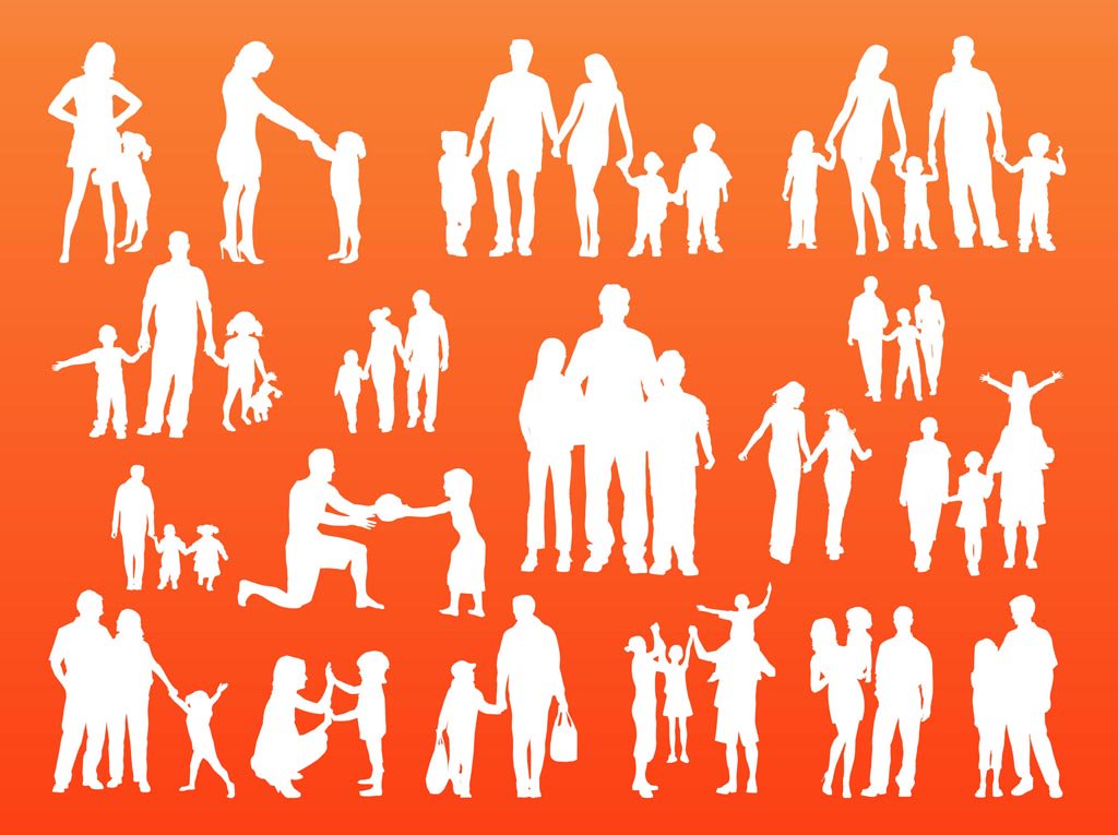1024x765 Family Silhouettes Vector Vector Art Graphics