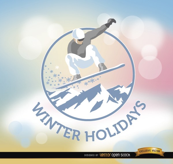 600x570 Winter Holidays Snowboard Background Free Vector