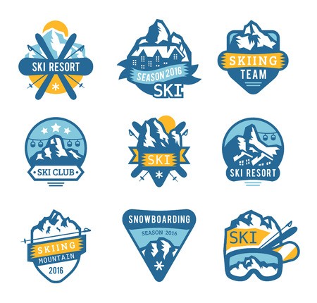 450x430 Ski Resort Logo Emblems, Labels Badges Vector Elements Extreme
