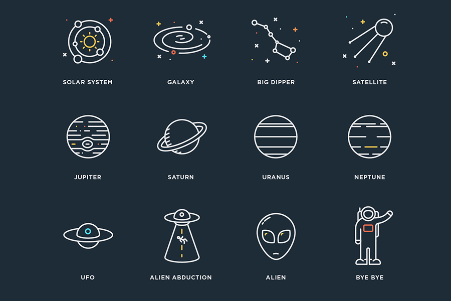900x600 Space Vector Icons Collection For Free