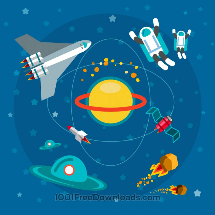 900x900 Free Vectors Space World With Man And Some Objects For Free