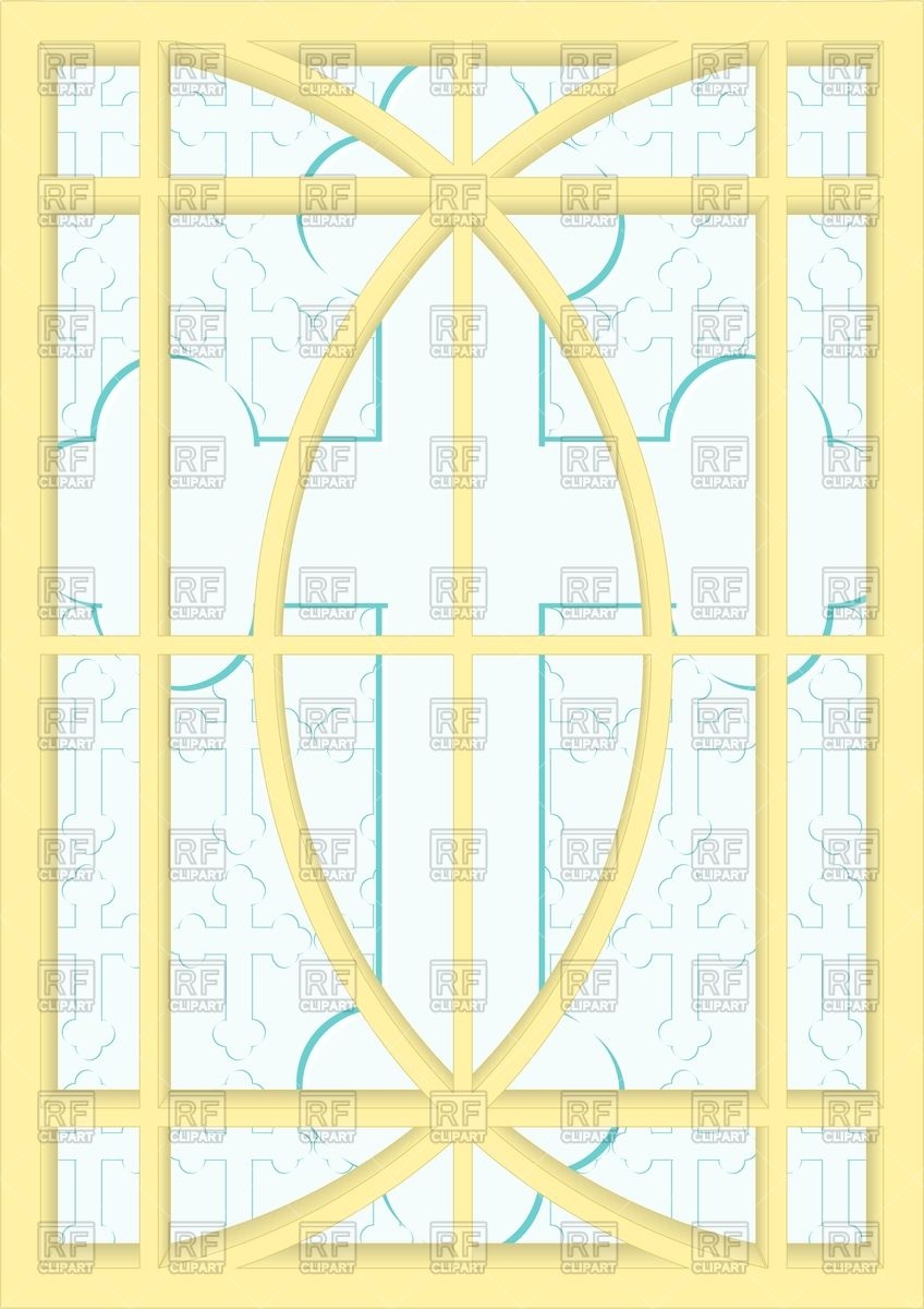 848x1200 Stained Glass Church Window With Cross Vector Image